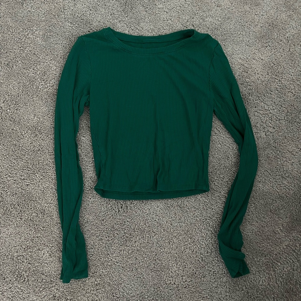 Dark green ribbed long sleeve